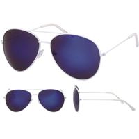 Pilotenbril wit met blauwe glazen voor volwassenen   - - thumbnail