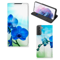 Samsung Galaxy S21 Plus Smart Cover Orchidee Blauw - Cadeau voor je Moeder