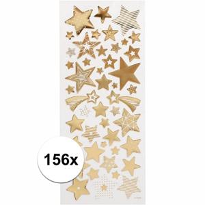 Sterren vormen stickervel met 52x stuks - metallic goud - Hobby en knutselen - kerst - agenda