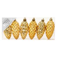 Kersthangers - 6x - dennenappels - goud - 9 cm - kerstornamenten