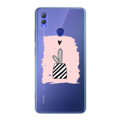 Zwart-wit cactus: Honor Note 10 Transparant Hoesje