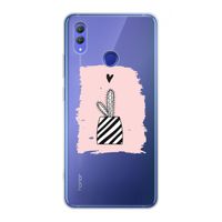 Zwart-wit cactus: Honor Note 10 Transparant Hoesje