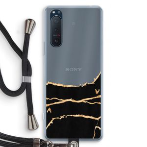Gouden marmer: Sony Xperia 5 II Transparant Hoesje met koord