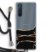 Gouden marmer: Sony Xperia 5 II Transparant Hoesje met koord