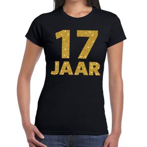 17 jaar goud glitter verjaardag kado shirt zwart  voor dames 2XL  -