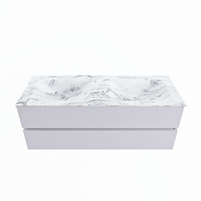 MONDIAZ VICA-DLUX 130cm badmeubel onderkast Cale 2 lades. Inbouw wastafel CLOUD dubbel 2 kraangaten, kleur Glace.
