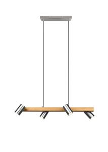 Trio Richtbare hanglamp Marley RVS met hout 312490407