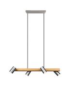 Trio Richtbare hanglamp Marley RVS met hout 312490407