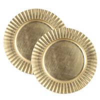 Diner/kerstdiner onderborden - 2x st - goud - D33 x H2 cm - kunststof - rond