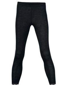 Dames Legging met Kant Zijde Wol Engel Natur Kleur Zwart Maat 38/40 - Medium