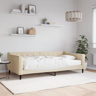 Slaapbank met matras 100x200 cm stof crèmekleurig