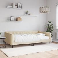 Slaapbank met matras 100x200 cm stof crèmekleurig