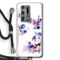 Waterverf bloemen: Huawei P40 Pro Plus Transparant Hoesje met koord
