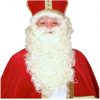 Realistische Sinterklaas/Kerstman baard/pruik set - creme wit - volwassenen