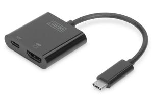 Digitus DA-70856 USB / HDMI Adapter [1x USB-C stekker - 1x HDMI-bus, USB-C bus] Zwart 0.11 m