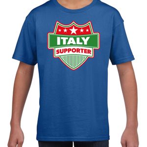 Italy / Italie schild supporter t-shirt blauw voor kinderen