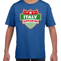 Italy / Italie schild supporter t-shirt blauw voor kinderen - thumbnail