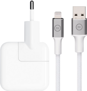 Apple 12W USB Oplader + BlueBuilt Usb A naar Lightning Kabel 1,5m Nylon Wit