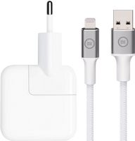 Apple 12W USB Oplader + BlueBuilt Usb A naar Lightning Kabel 1,5m Nylon Wit - thumbnail