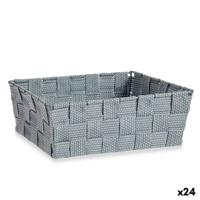 Veelzijdige mand Kipit Grijs Polyester Stof Vlechten 2,4 L (24 Stuks)