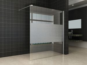 Wiesbaden Comfort inloopdouche 1600x2000x8 mm nano helder glas met melkglas middenband/chroom