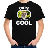 T-shirt cats are serious cool zwart kinderen - katten/ gekke poes shirt XL (158-164)  - - thumbnail
