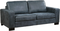 Blauwe leren moderne 2.5-zitsbank Enjoy - poot hout zwart - Kenia Leer Denim (blauw leer)