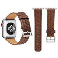 Woven Pattern Leren bandje - Donker bruin - Geschikt voor Apple Watch 42mm / 44mm / 45mm / 49mm