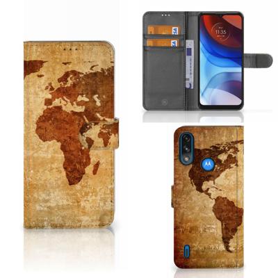 Motorola Moto E7i Power | E7 Power | Flip Cover | Wereldkaart | Portemonnee hoesje