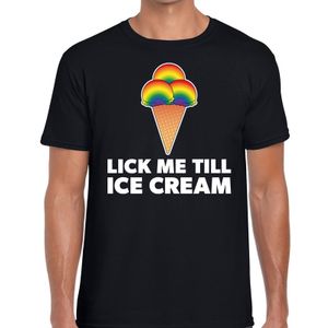 Lick me till ice scream gay pride t-shirt zwart heren