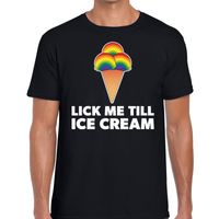 Lick me till ice scream gay pride t-shirt zwart heren