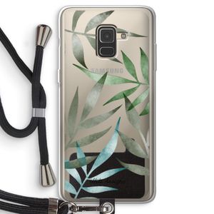Tropical watercolor leaves: Samsung Galaxy A8 (2018) Transparant Hoesje met koord