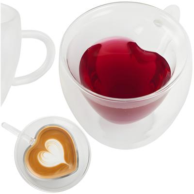 Ruhhy Thee/Koffie glas - 240 ml - transparant - dubbelwandig - 10 x 10 cm - thermisch - hartvormig Ruhhy Thee/Koffie glas - 240 ml - transparant - dubbelwandig - 10 x 10 cm - thermisch - hartvormig