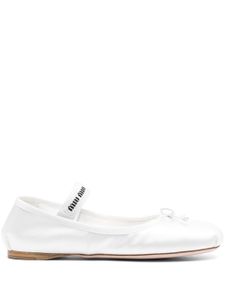 Miu Miu ballerines à nœud satiné - Blanc