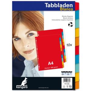 Tabbladen 23-gaats 10-delig assorti karton Kangaro