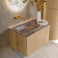Badmeubel Mondiaz Kurve-Dlux | 75 cm | Meubelkleur Oak | Wastafelkleur Sombra | Solid surface | Wasbak linker zijde spoelbak | Zonder kraangat(en) Badmeubel Mondiaz Kurve-Dlux | 75 cm | Meubelkleur Oak | Wastafelkleur Sombra | Solid surface | Wasbak linker zijde spoelbak | Zonder kraangat(en)