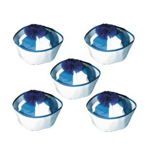 Matrozen hoedje / matrozenpetjes - 10x stuks - wit/blauw - D58 cm - volwassenen