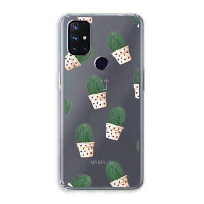 Cactusprint roze: OnePlus Nord N10 5G Transparant Hoesje