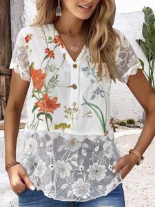 Floral Casual Lace Shirt