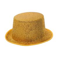 Verkleed hoed - glitter goud - volwassenen - carnaval - kleuren thema - feestkleding accessoires