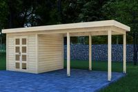 Prime Line blokhut 300x300 cm + luifel 500 cm- Plat dak- Onbehandeld vurenhout- Van Kooten - Van Kooten