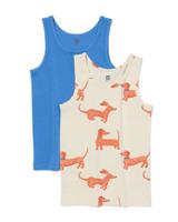 HEMA Kinderhemden Katoen Stretch Honden - 2 Stuks Blauw (blauw)