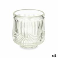 Kaarshouder Strepen Transparant Kristal 7,5 x 7,8 x 7,5 cm (12 Stuks)