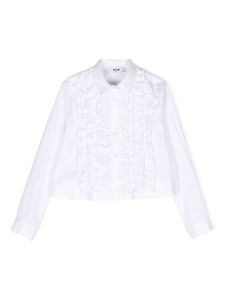 MSGM Kids chemise crop à volants - Blanc