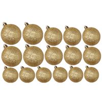 Kerstversiering set glitter kerstballen goud 6 - 8 - 10 cm - pakket van 50x stuks