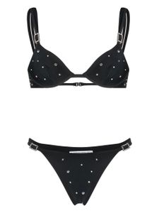 Alessandra Rich bikini triangle à ornements en cristal - Noir