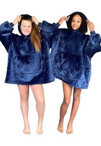 Draagbare deken met capuchon & mouwen - kind - blauw