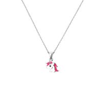 Ketting Eenhoorn zilver-emaille roze-wit 1,1 mm 36 + 4 cm - thumbnail