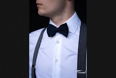 Bretels En Vlinderdas Combipack | Blauw Visgraat | Traditionele Bretels Voor Heren | Peaky Blinders