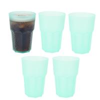 Drinkbekers - 5x - groen - kunststof - 480 ml - onbreekbare camping en kinder bekers